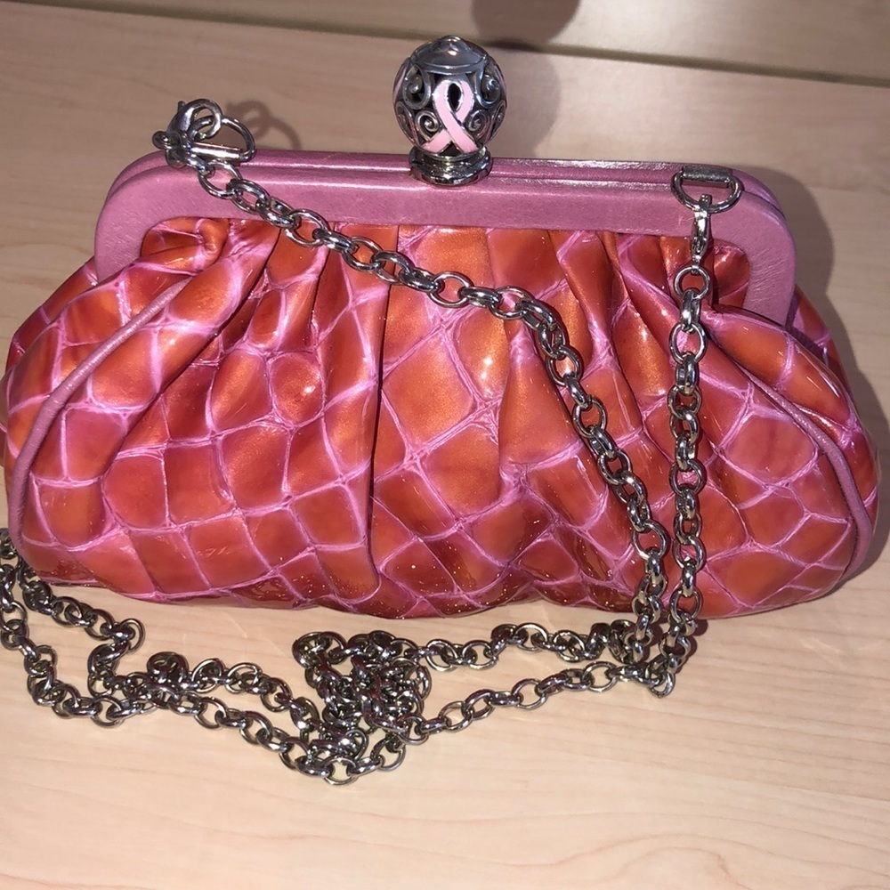 BRIGHTON  Pink Crossbody Clutch with Adjustable Stainless Chain  NWT